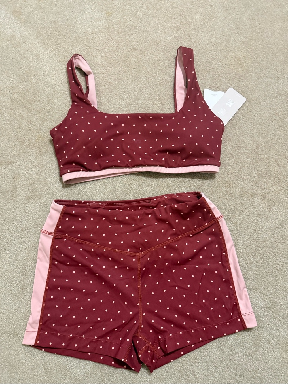 Polka Dot Maroon & Pink Active Set